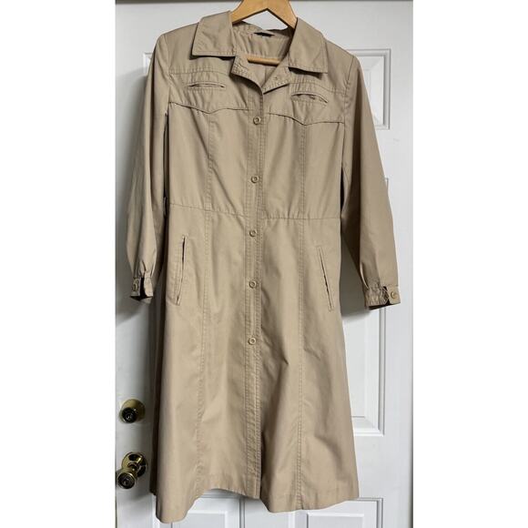 VNTG Made in Korean Feminine Tan Trench Coat 70s 80s Styling Small Spring Retro - Picture 5 of 5
